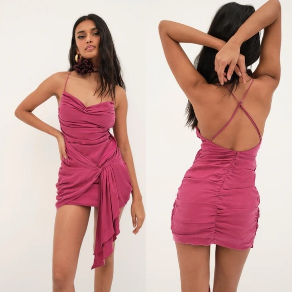 For Love & Lemons Allie Mini Dress in Pink - Picture 1 of 12